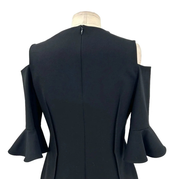 Rickie Freeman for Teri Jon Cold-Shoulder Bell-Sleeve Dress Black Size 8 - Picture 8 of 12